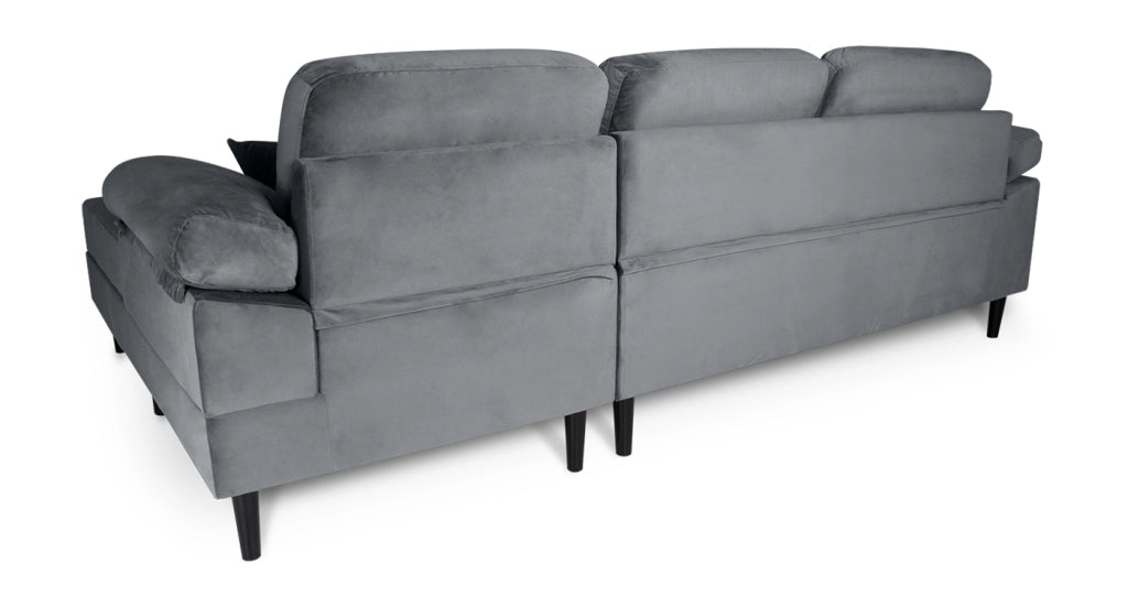 Divano angolare 3 posti con chaise longue destra velluto grigio - Washington - DI-WA01VLT-CLDX