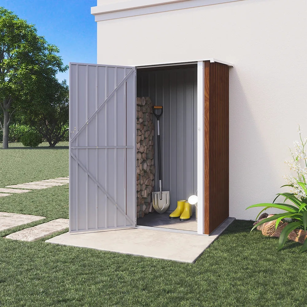 Casetta da giardino in acciaio zincato effetto legno 1,51x1,03xh1,96 m - 48kg- 1,55 metri quadri