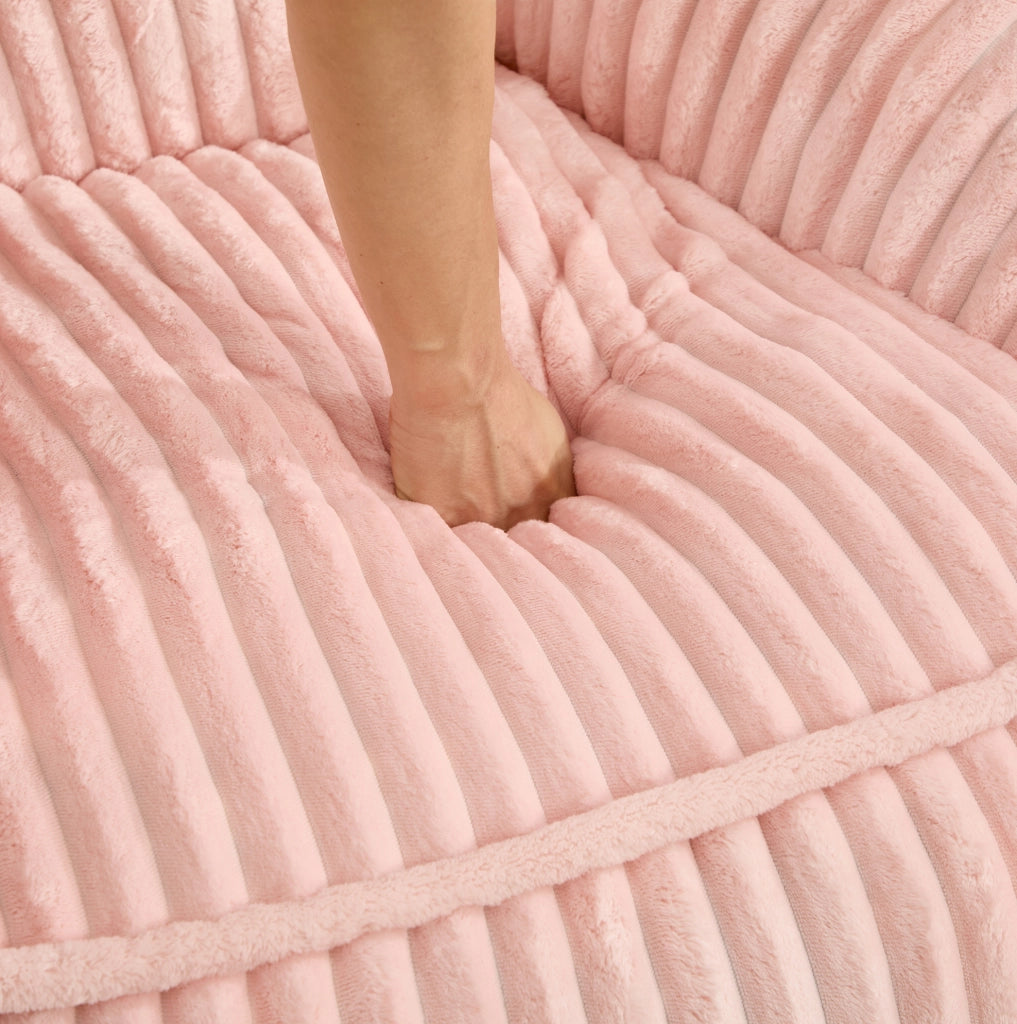 Poltrona a sacco 46x43x29 cm in ciniglia rosa, memory foam, facile da spostare –