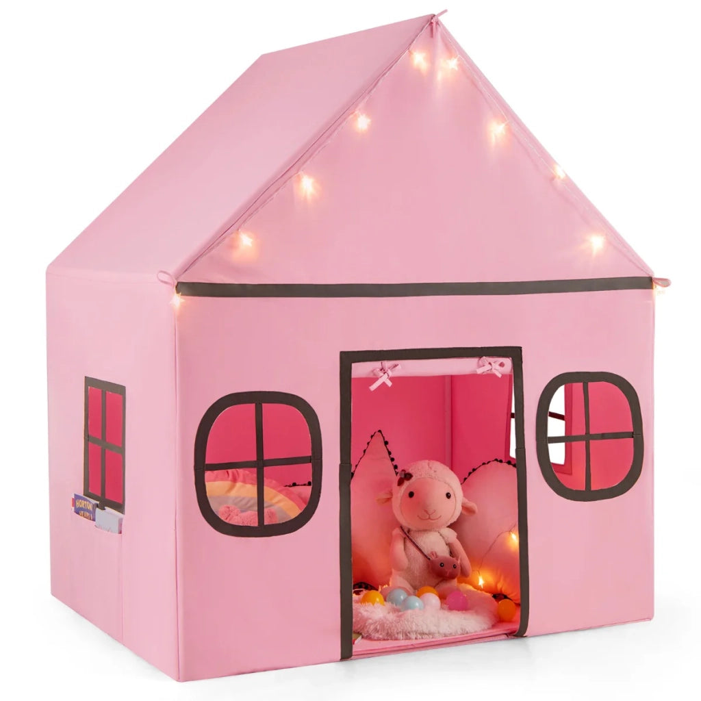 Tenda/casa da gioco 120 x 101 x 143 cm per 3 bambini stella luminosa atmosfera accogliente PVC rosa 20_0014309