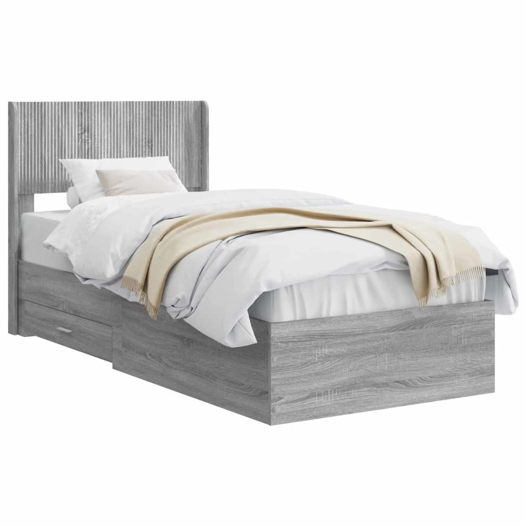 Struttura del letto con stoccaggio e testata-Giroletto con contenitore Sonoma grigio 428701