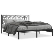Letto matrimoniale | Letto per adulti | Giroletto con Testiera in Metallo Nero 150x200 cm