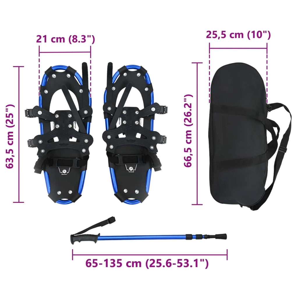 Racchette da neve 3 in 1 con bastoni da trekking Blu e Nero CFW8951893