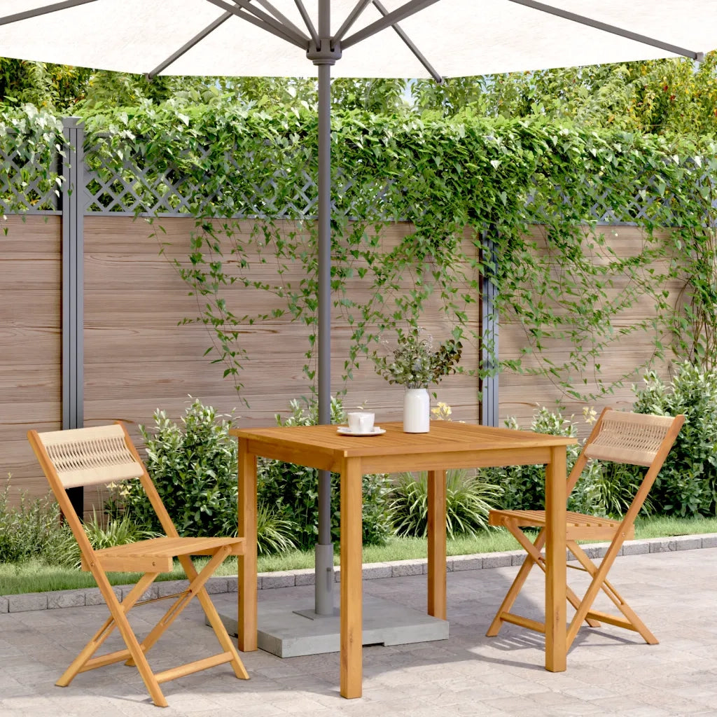 Sedie BistrÃ² 2pz Beige in Legno Massello di Acacia e Corda