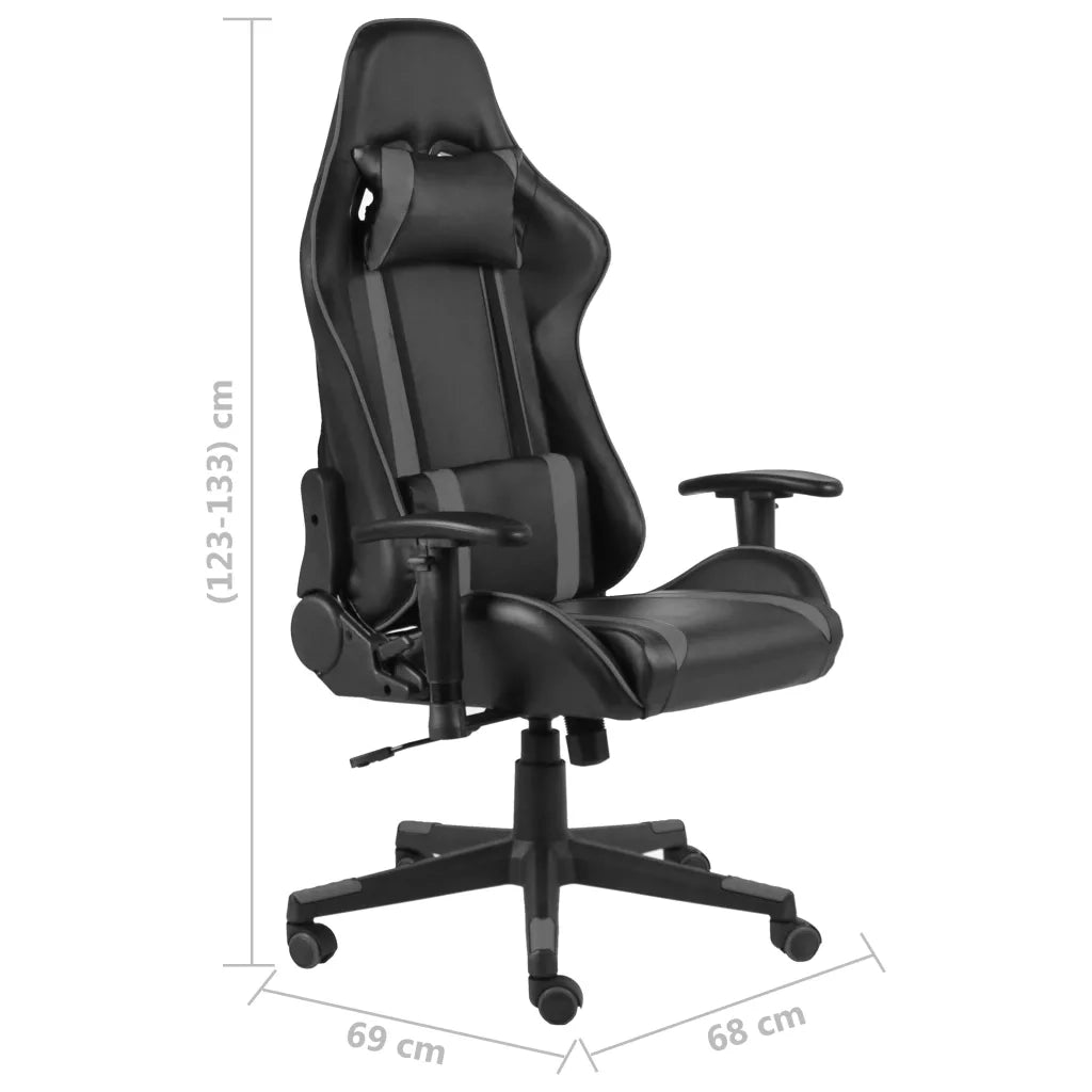 Sedia da Gaming Girevole Grigia in PVC 20483