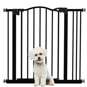 Cancelletto per Cani Estensibile 74-87x78 cm con 2 Blocchi e Chiusura Automatica in Metallo e Plastica Nero
