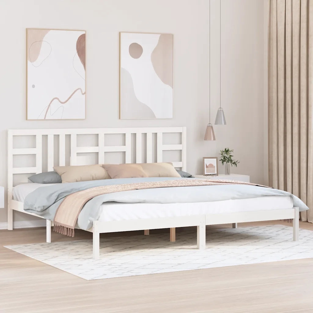 Giroletto-Struttura Letto Bianco in Legno Massello 200x200 cm 223221