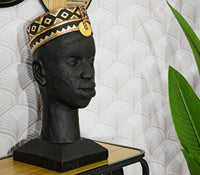 Statua Uomo Masai 25x56x25 cm in Poliresina Nero/Oro