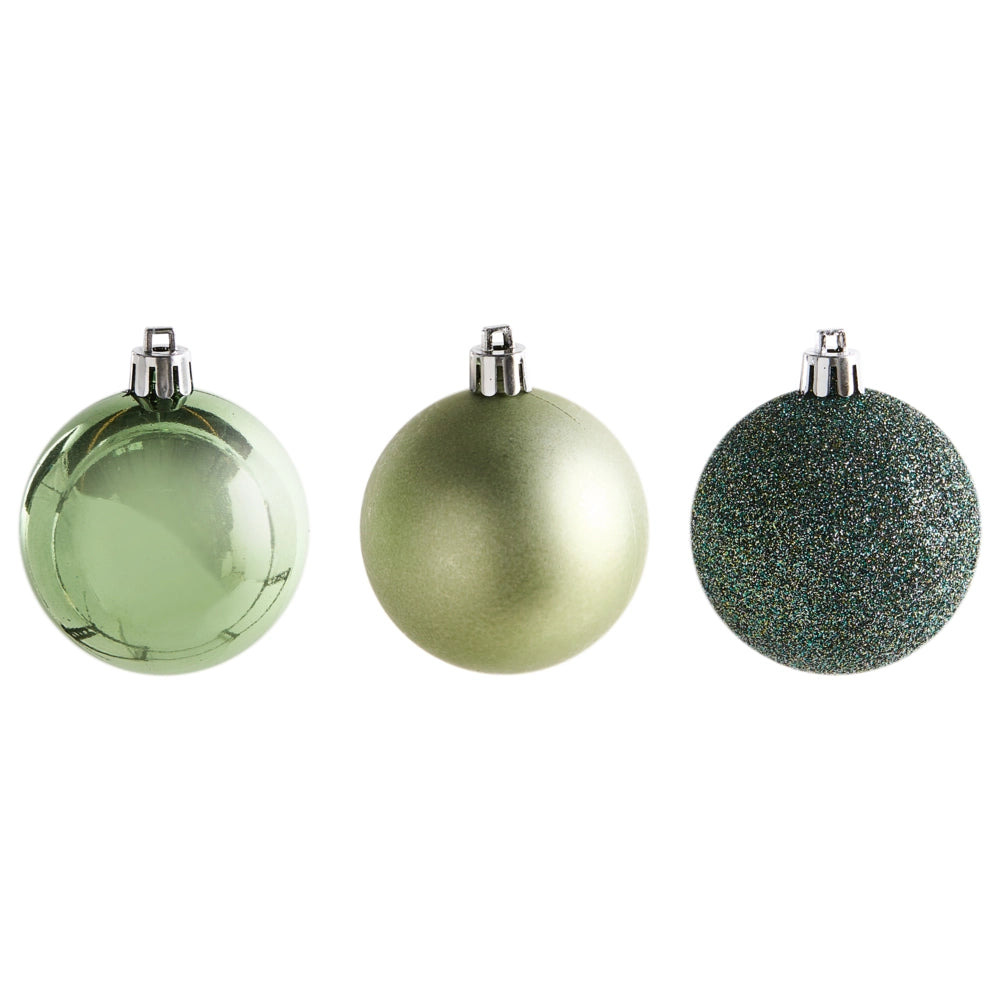 Set di 60 palline di Natale in plastica verde Decorazioni da appendere Stile tradizionale Palline di Natale Albero di Natale Glitter