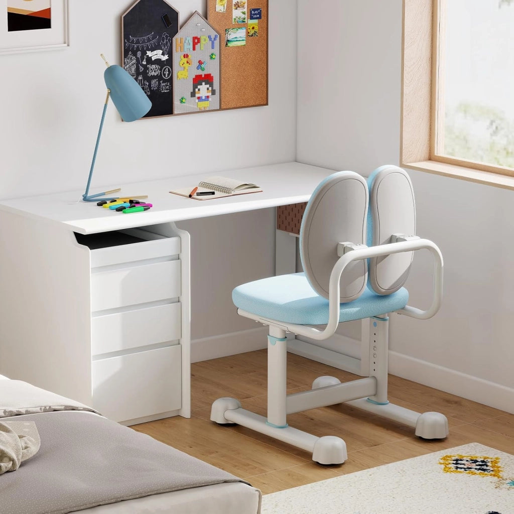 Sedia da Scrivania per Bambini 3+ Anni, Sedia Imbottita per Studiare con Doppio Supporto Lombare e Altezza Regolabile, Chair da Compiti per Casa e Scuola, Portata 100 kg (Blu)