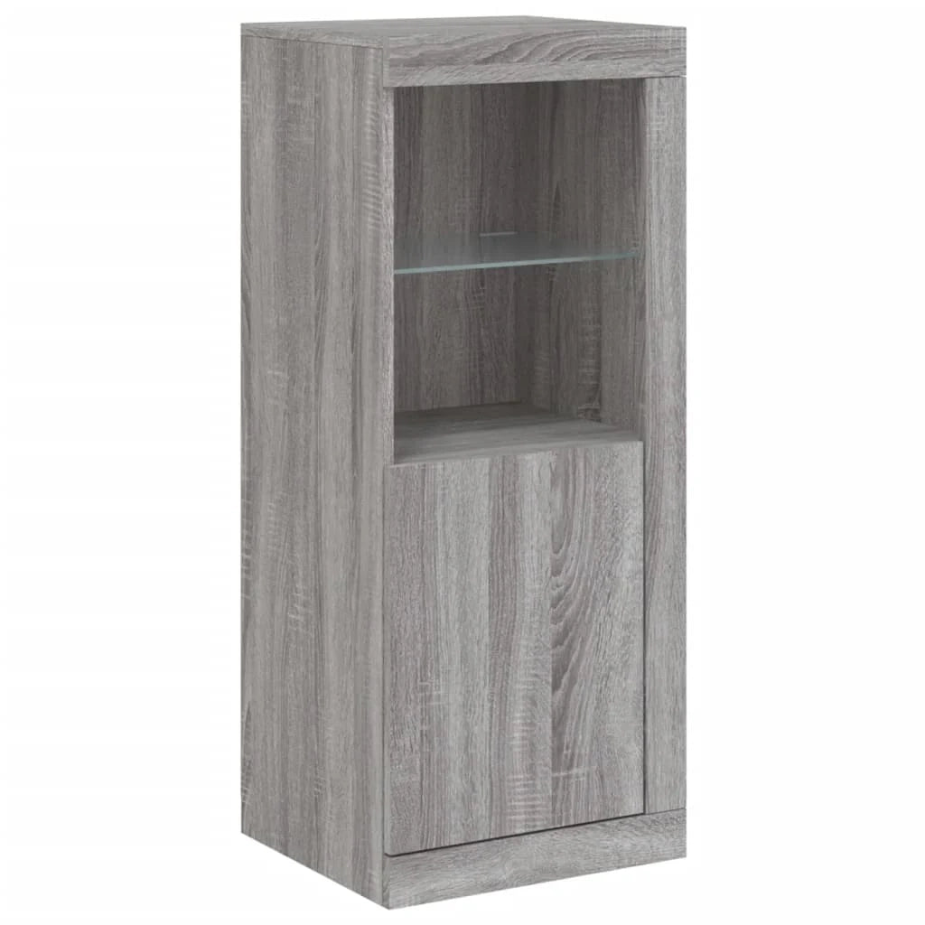 Buffet credenza cassettiera armadio mobile contenitore organizer per cucina soggiorno salotto con luci a LED 3 pezzi legno ingegnerizzato Sonoma grigio 02_0037236