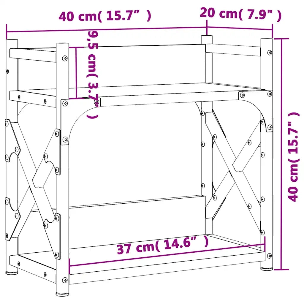 Supporto per Stampante 2 Livelli Nero 40x20x40 cm Multistrato