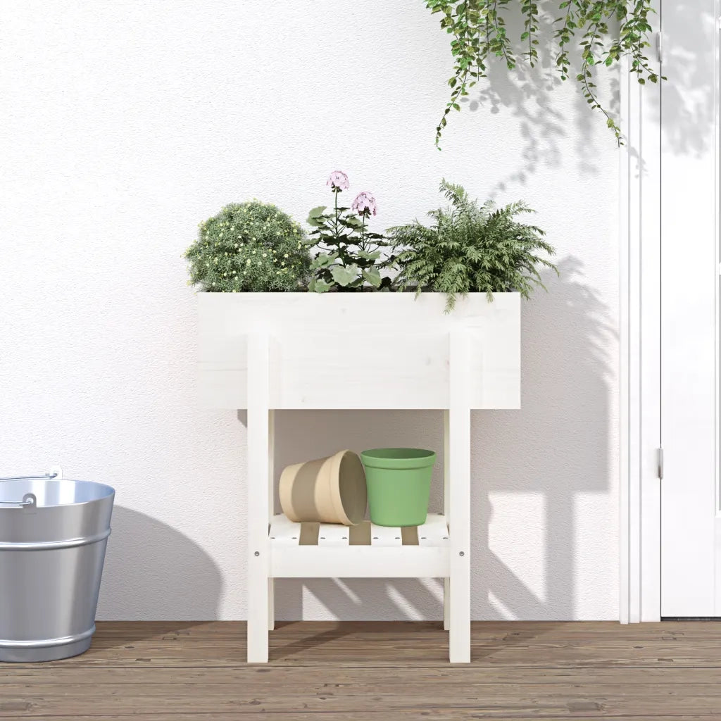 Fioriera da Giardino Bianca 62x30x69 cm Legno Massello di Pino cod mxl 118158