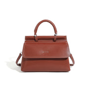 Borsa a mano da donna in vera pelle, colore marrone.