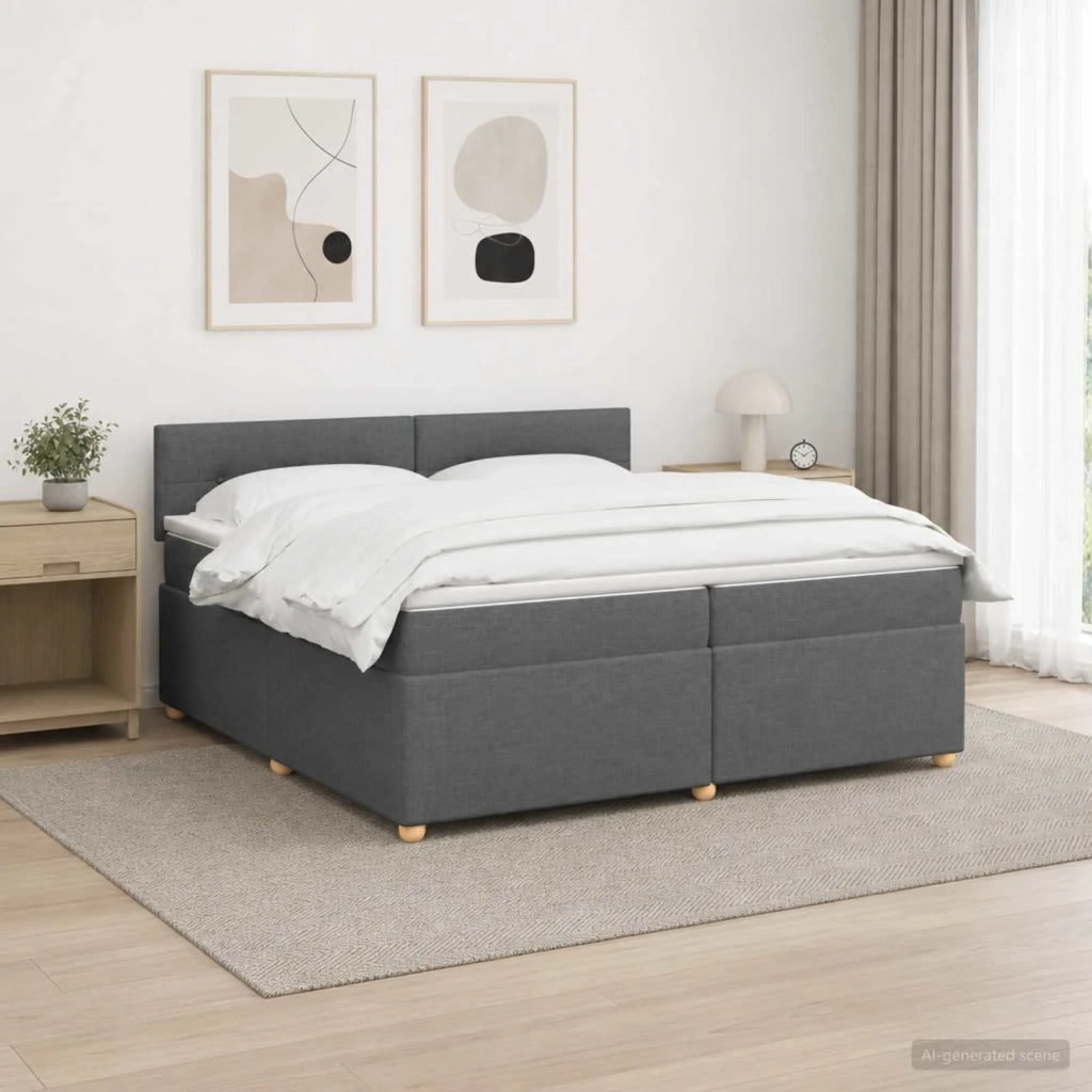 Letto box spring con materasso Grigio Scuro 200 x 200 cm 3452500
