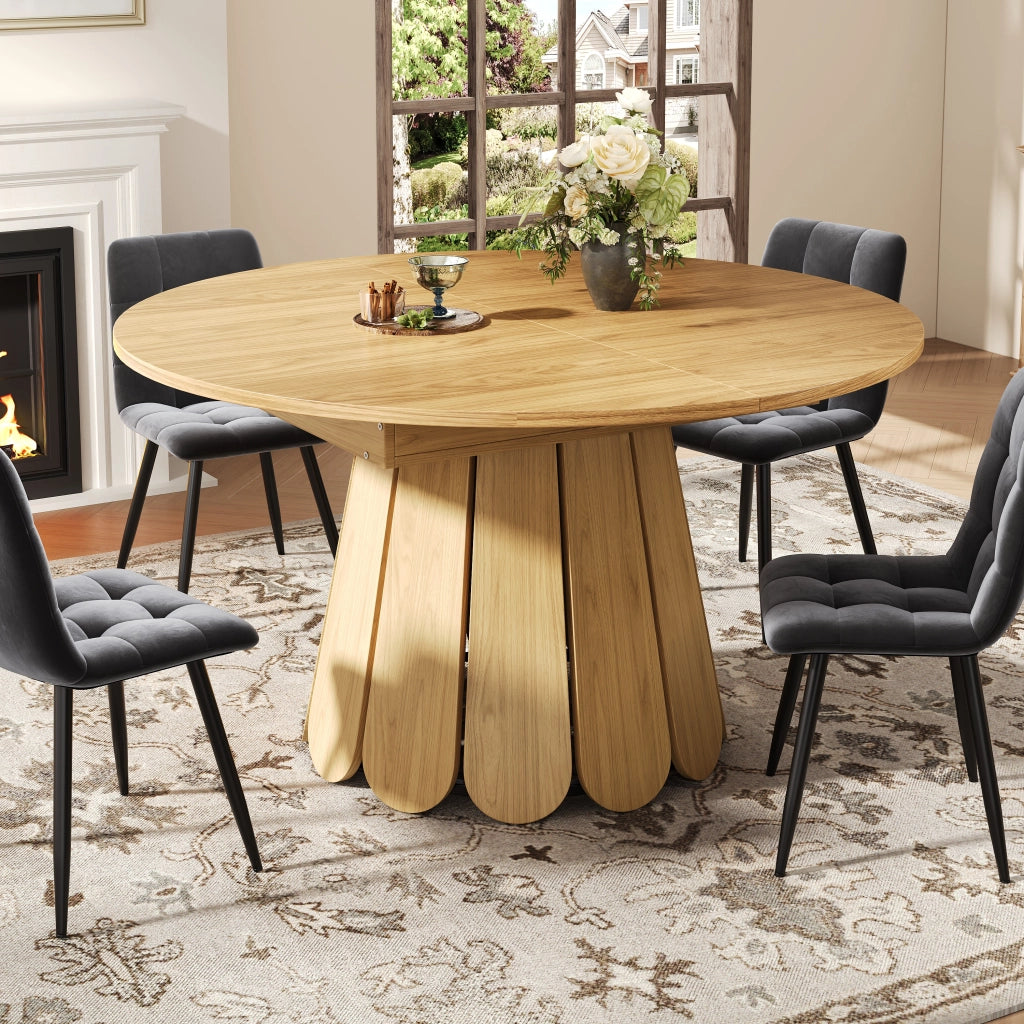 Tavolo da pranzo allungabile - per cucina e soggiorno - in MDF - legno naturale