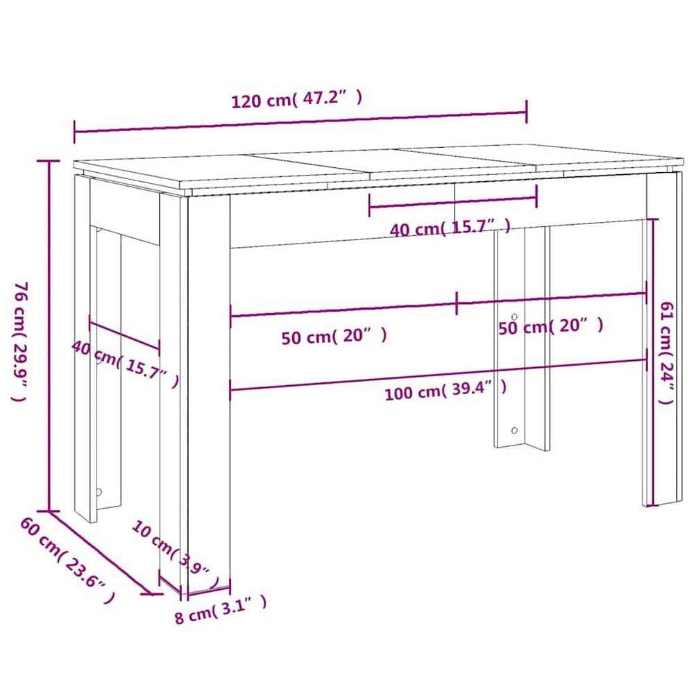 Dining Table Black 120x60x76 Cm Wood Composite