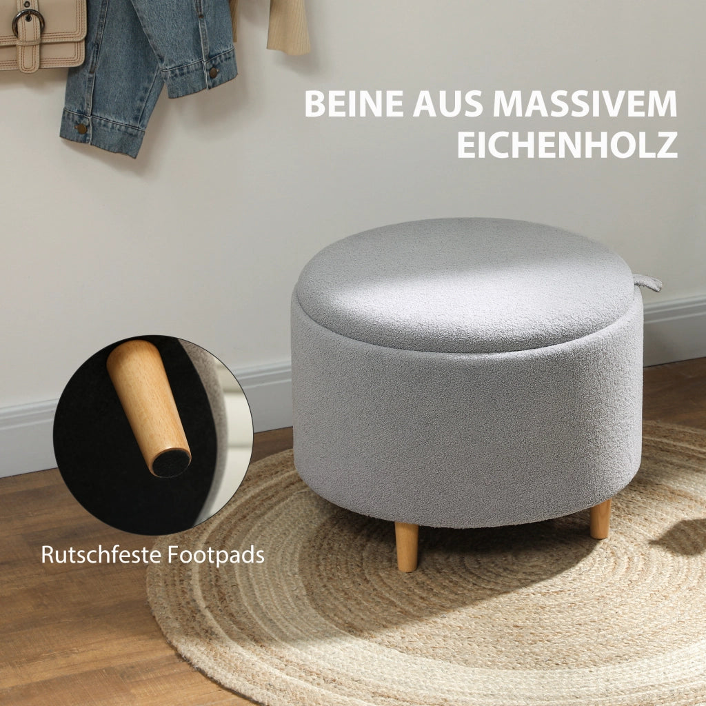 Pouf Imbottito ¨C zephmum ¨C Grigio Teddyfleece 56x56x42 cm