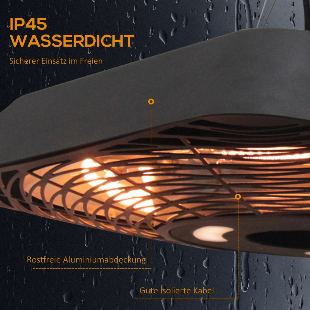 Riscaldatore a Infrarossi 2000W ¨C zephmum ¨C Nero IP45 con Telecomando