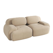 Divano angolare modulare senza telaio; schiuma 32D; braccioli curvi; tessuto a coste beige