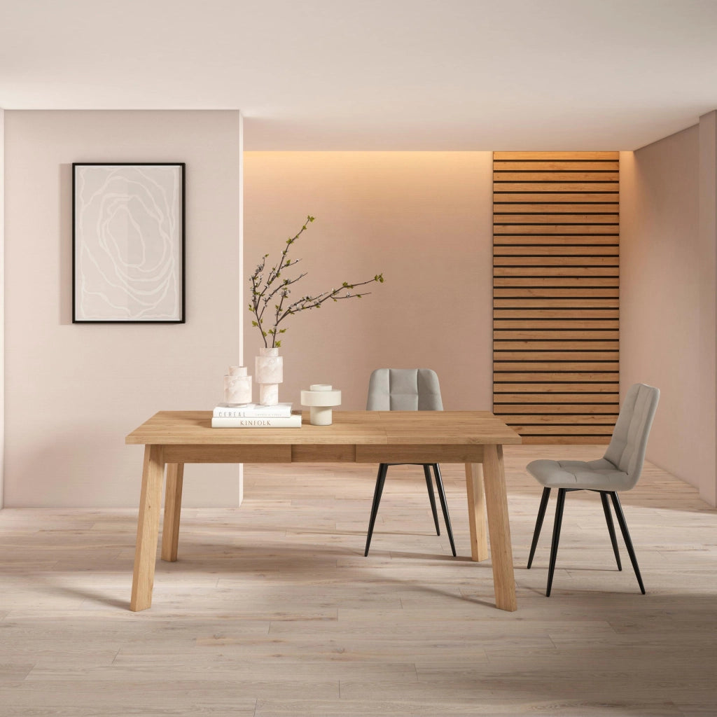 Tavolo da Pranzo, 168x90x74cm, Per 8 persone, Gambe in legno, colore Rovere RF2899