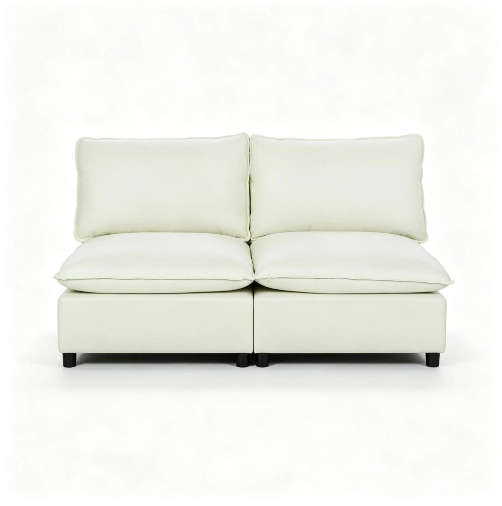 Divano 2 posti 146 x 85 x 78 cm in tela canvas crema, senza braccioli, per studio –