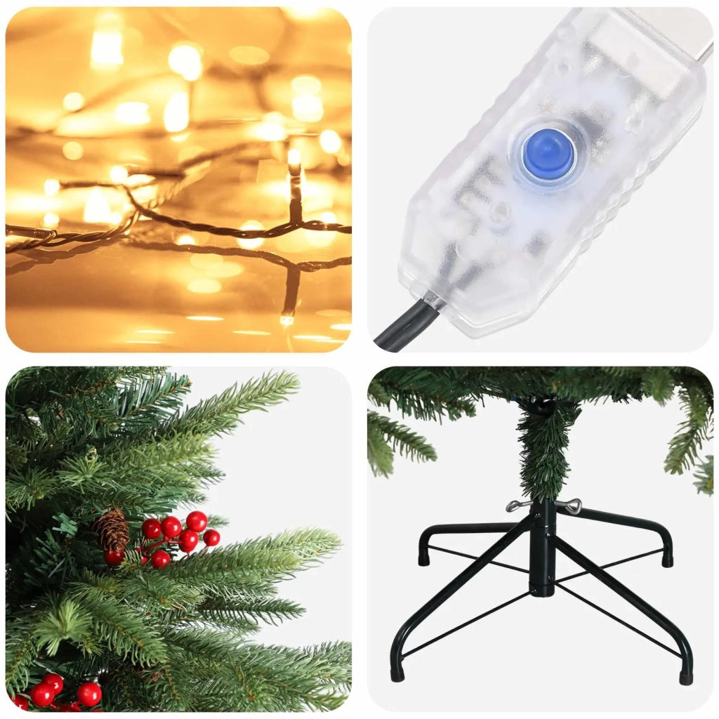Albero di Natale Artificiale con Rami Pieghevoli 210 cm 300 LED 3466268
