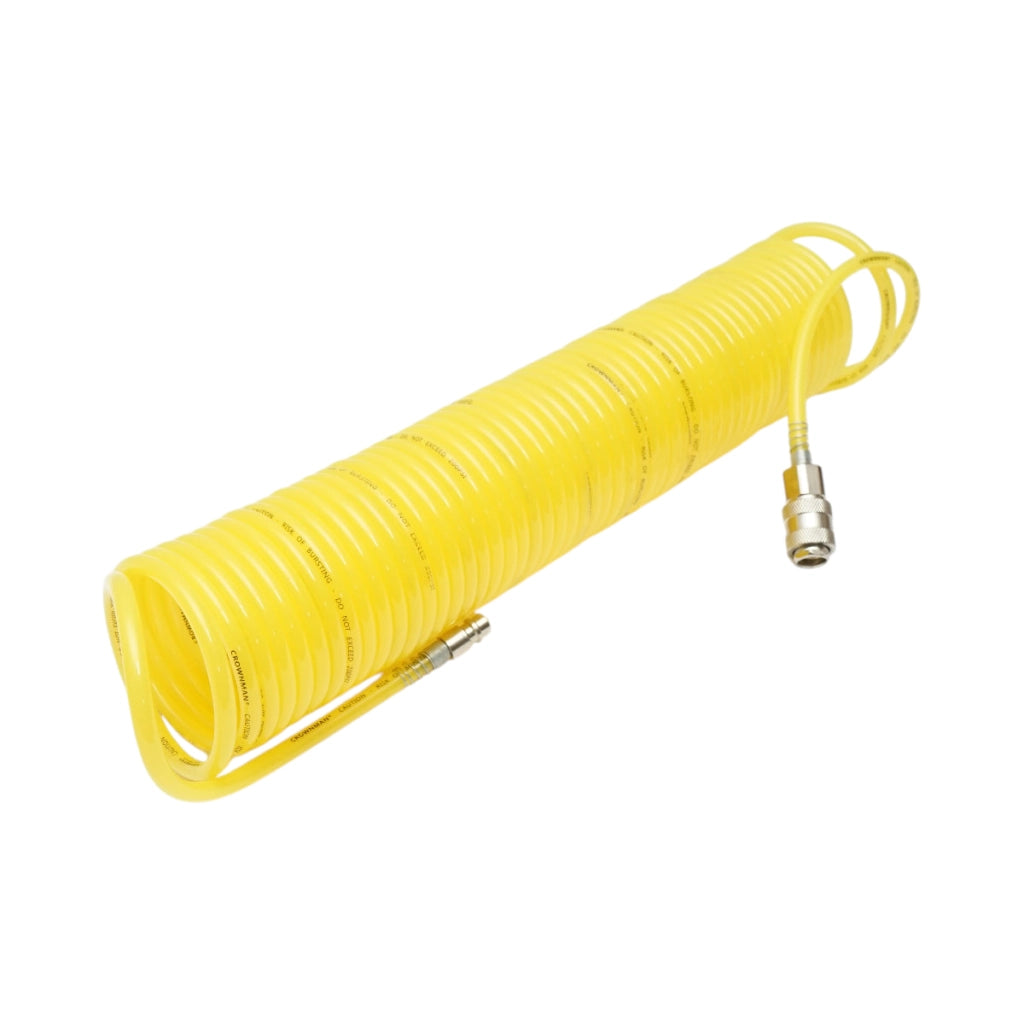 Tubo flessibile per aria compressa a spirale 15m, Ø 5mm, attacco rapido 1/4 Crownman