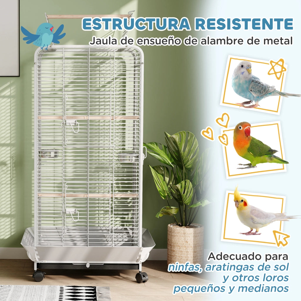 Gabbia per Uccelli con Ruote ¨C Zephmum ¨C Grigio 79x73x146 cm