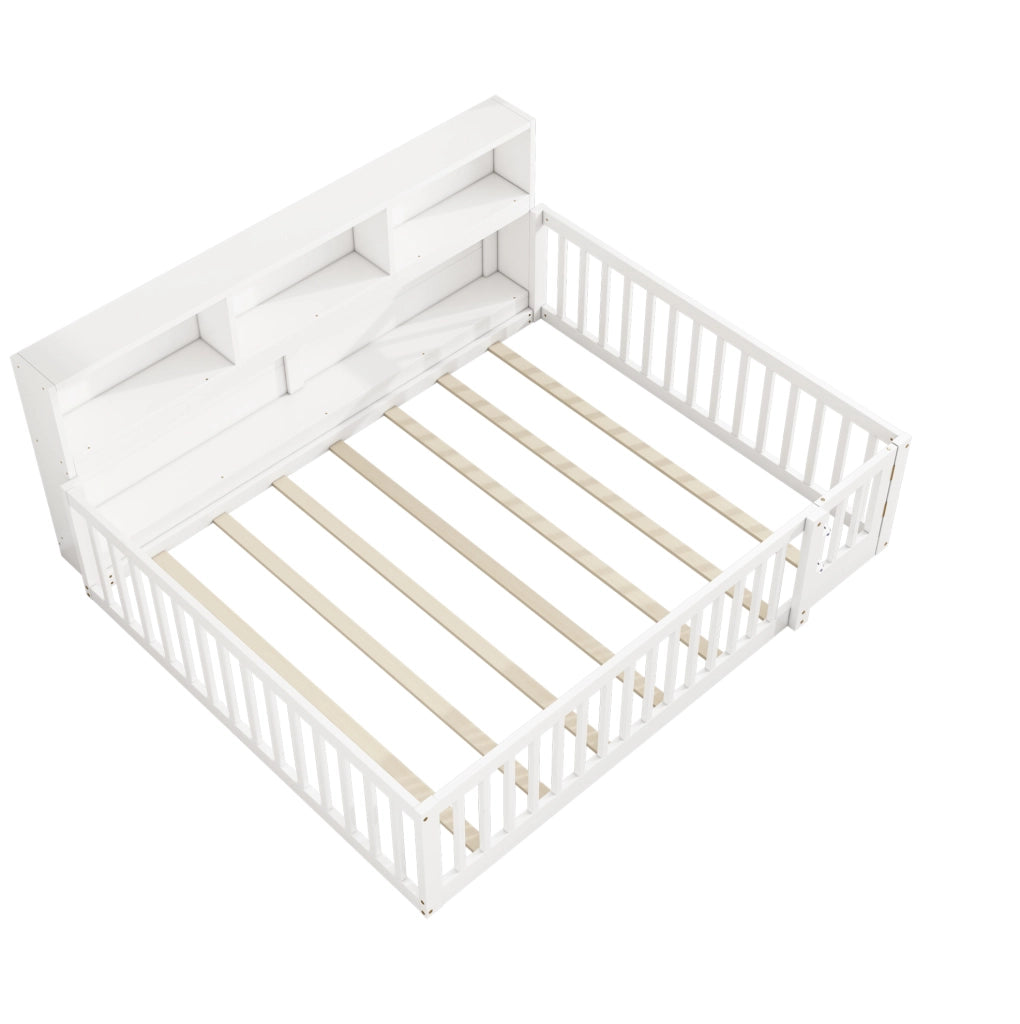 Letto da giorno 140x200 cm; con sponde e vano contenitore; legno di pino e MDF; bianco (Senza materasso)