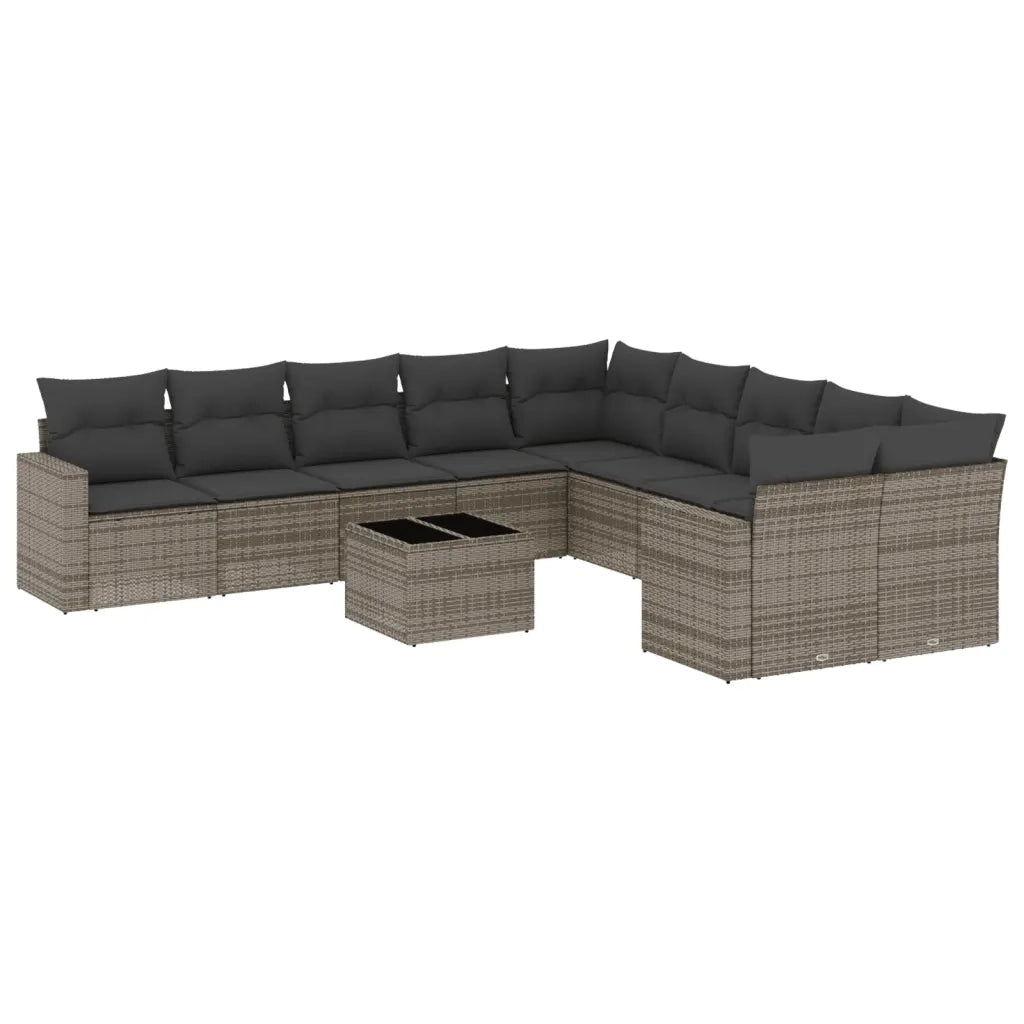 Set Divani da Giardino 11 pz con Cuscini in Polyrattan Grigio 3219510