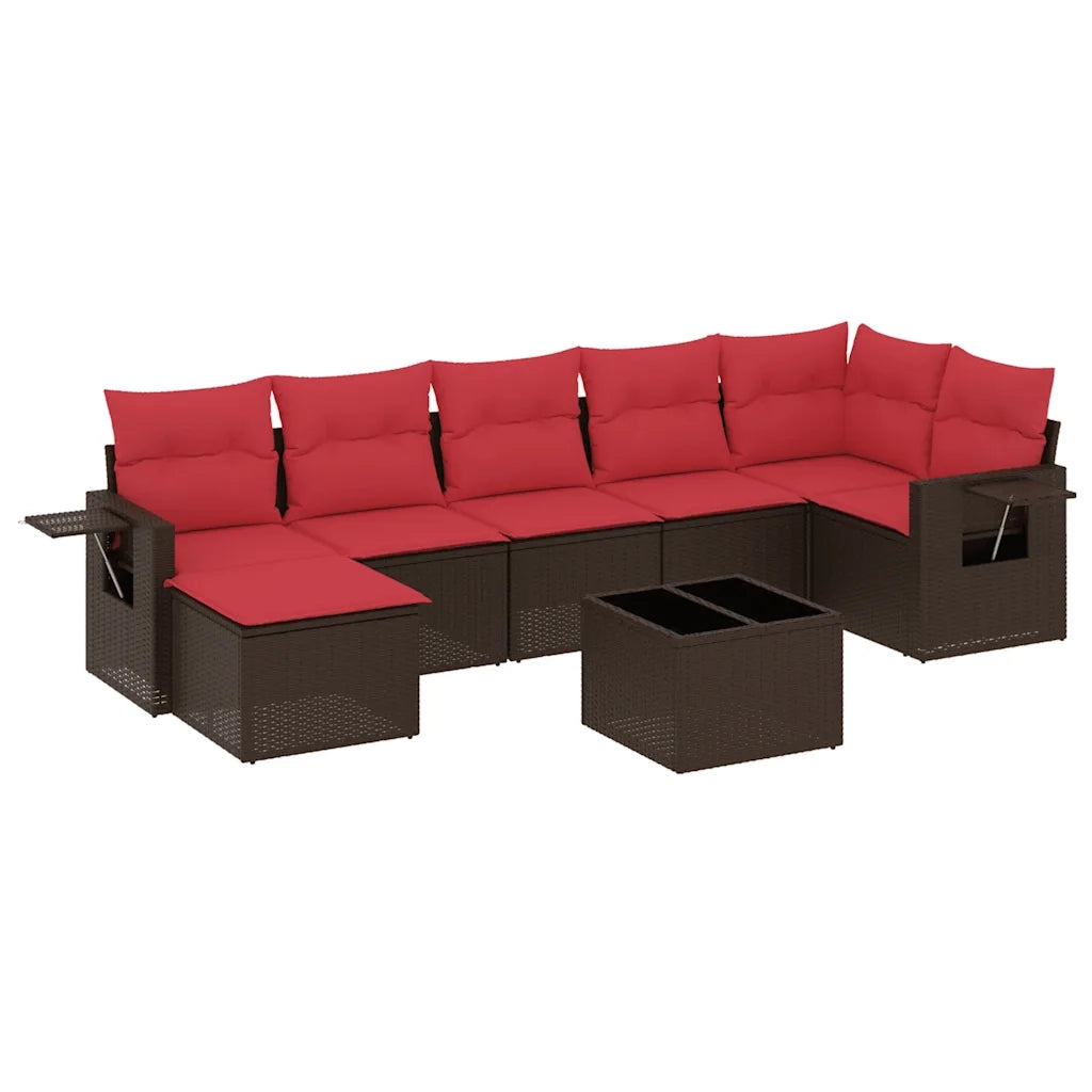 Set Divani da Giardino 8 pz con Cuscini Marrone in Polyrattan 3220493