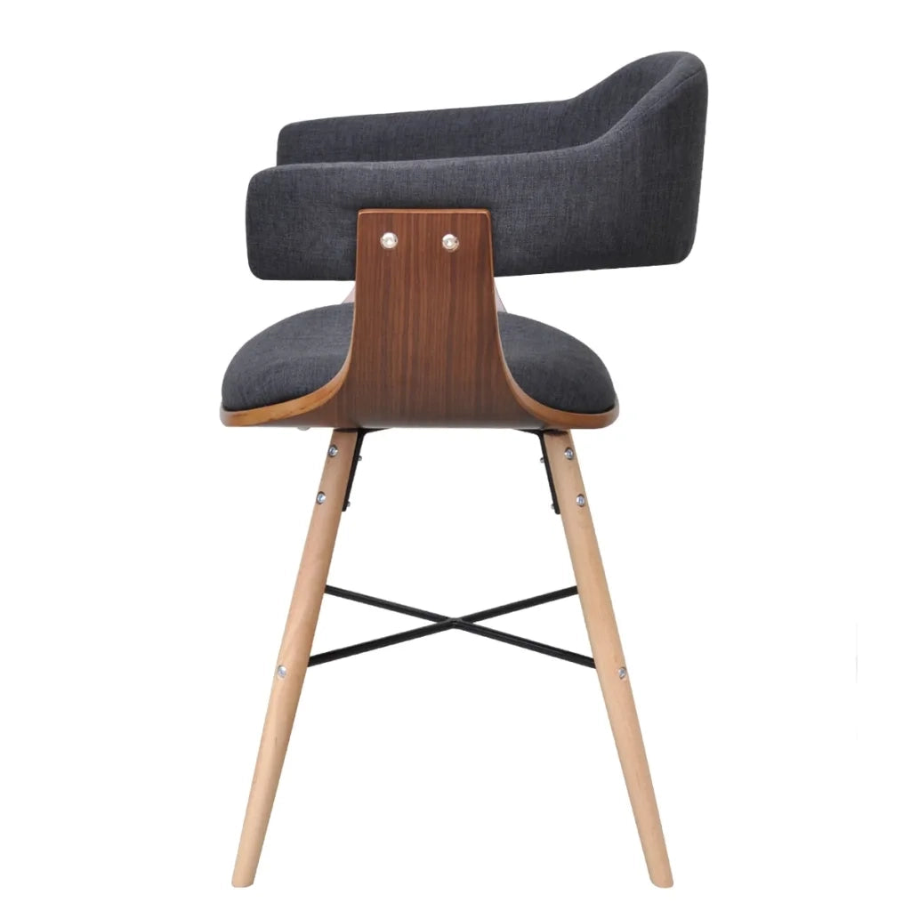 Sedie da Pranzo 2 pz Grigio Scuro in Legno Piegato e Tessuto 241687