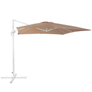 Ombrellone da giardino Sabbia Beige Baldacchino Palo in acciaio bianco 235 cm Resistente alle intemperie Cantilever con meccanismo a manovella