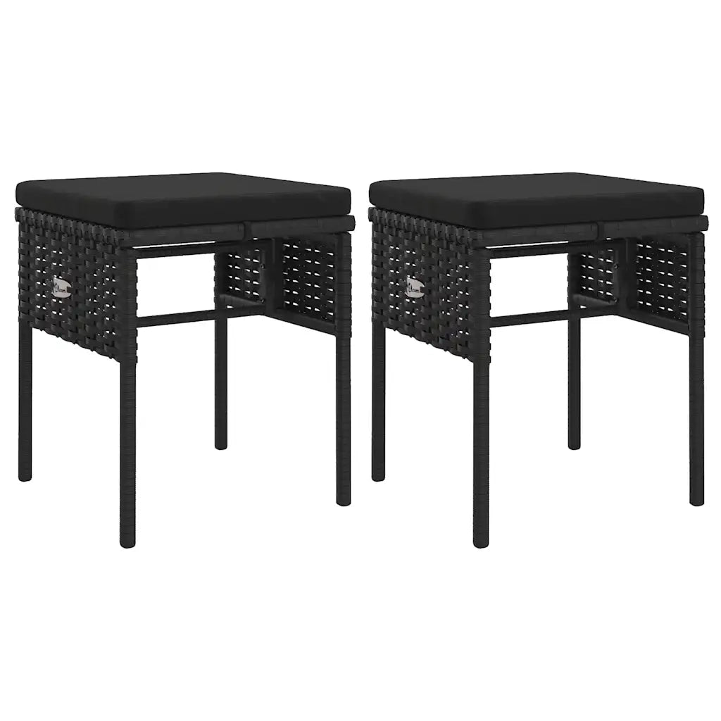 Set Mobili da Giardino 6 pz con Cuscini in Polyrattan Nero 319510