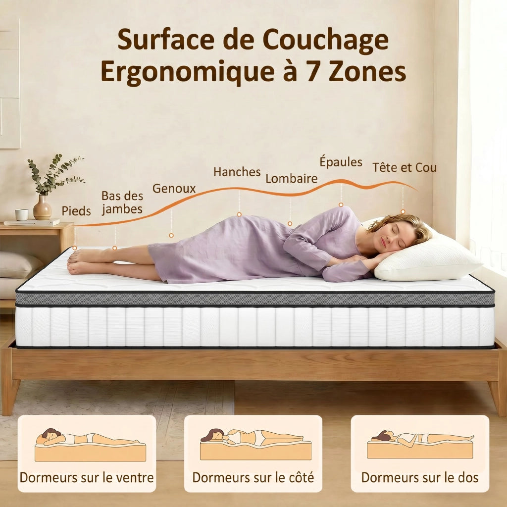 Materasso a molle ensachate 7 zone con memory gel ¨C Xylo ¨C 140x190 cm 20 cm spessore