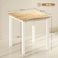 Tavolo da pranzo in legno di gomma, per fino a 4 persone, pad antiscivolo, Legno naturale