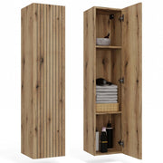 Mobile bagno sospeso colonna scaffale TIGO 1d rovere EVOKE scanalato frontale