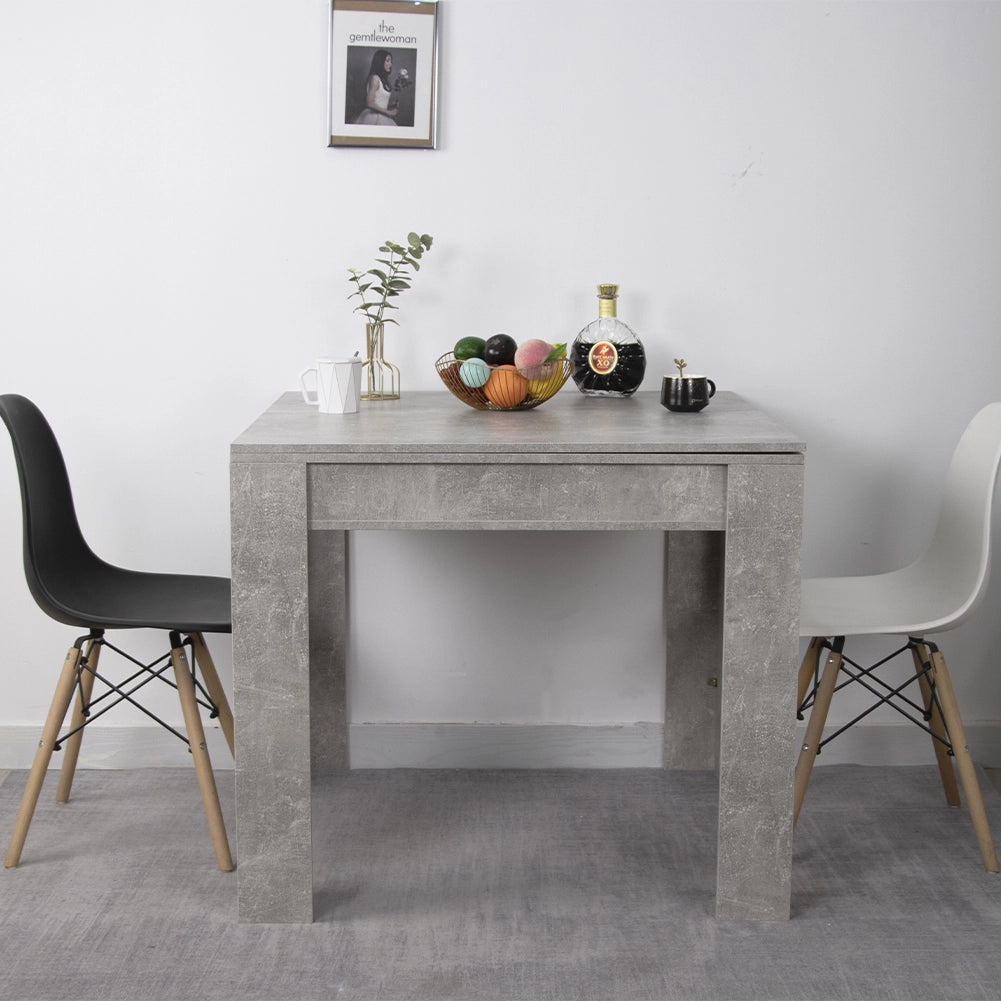 Tavolo da Pranzo Quadrato 90x90cm Allungabile a 180cm Apertura a Libro Cemento