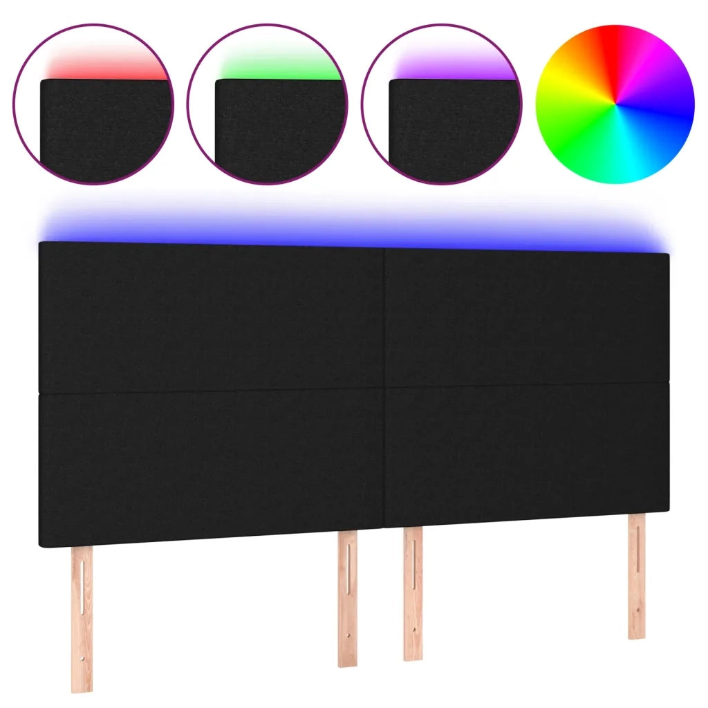 Testiera | Testata a LED Nera 160x5x118/128 cm in Tessuto