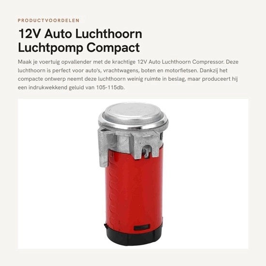 Compressore a Soffio 12 Volt - Compressore a Soffio - 105/115dB Livello del Suono - Disegno Compacto - Ampia Applicazione - Prestazioni Stabili