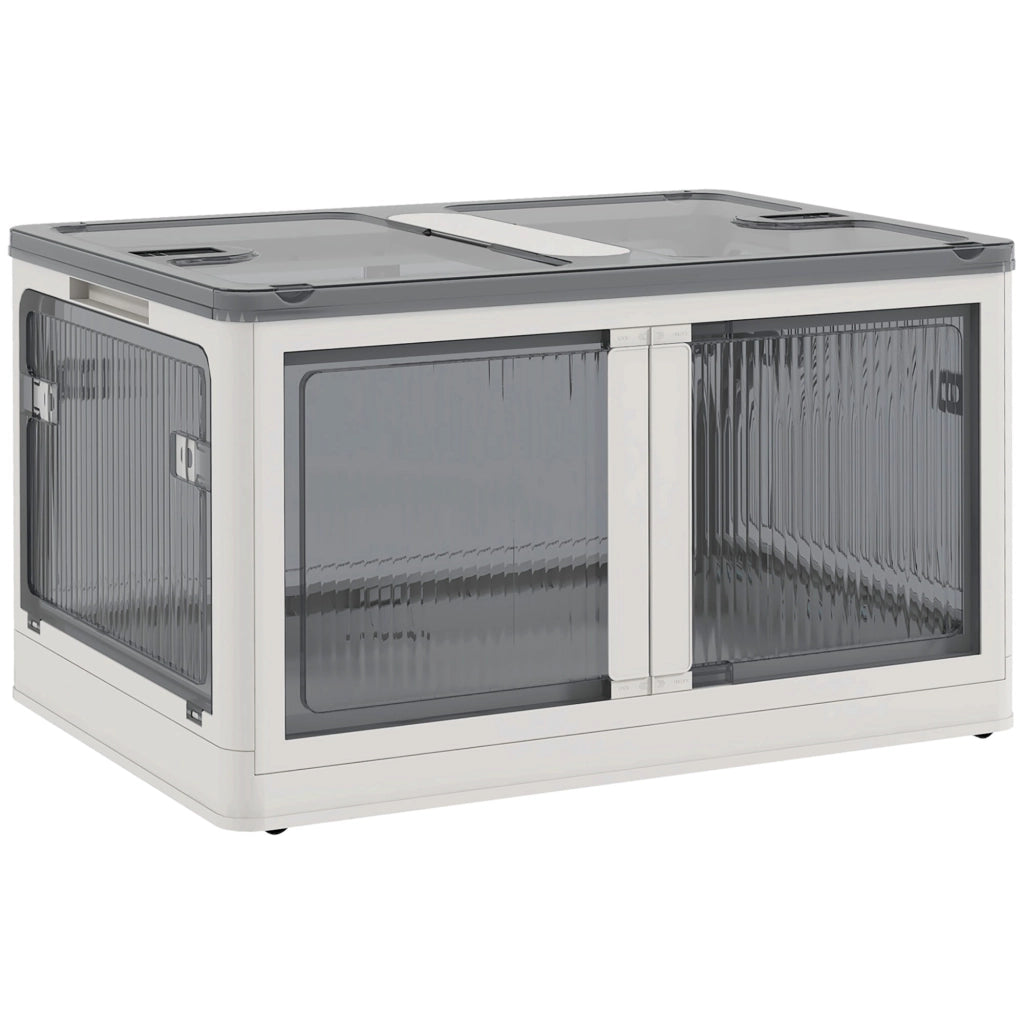 Cassa di Stoccaggio Impilabile con Ruote ¨C zephmum ¨C Bianco 60x42x34 cm