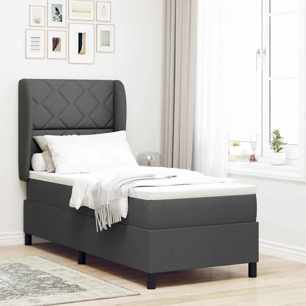 Letto a molle con materasso Grigio scuro 80 x 200 cm Tessuto 3340593
