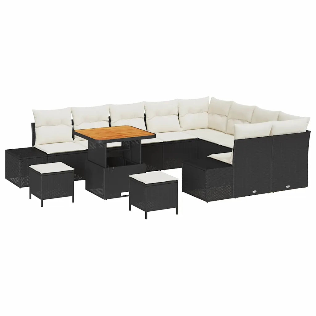 Set Divano da Giardino con cuscino 12 pcs Nero polyrattan 3362820