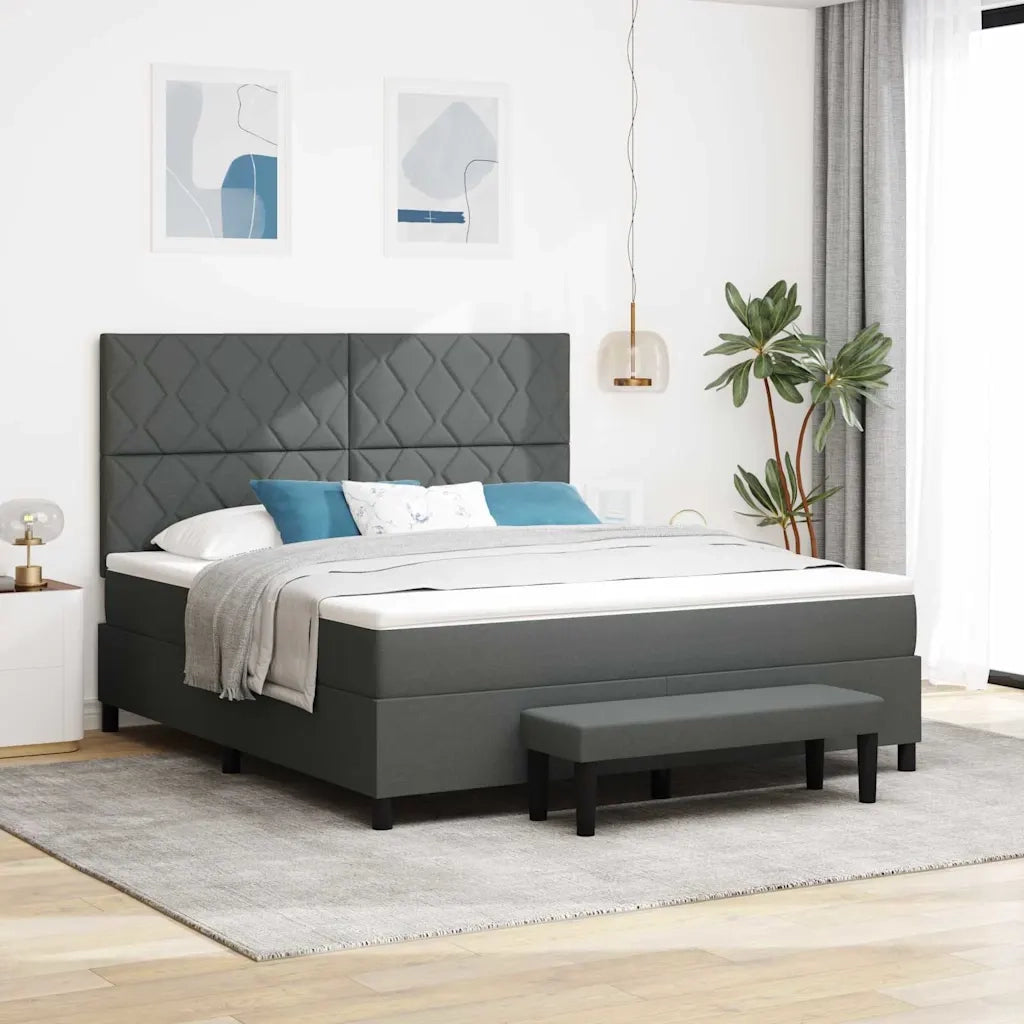 Letto a molle con testiera Grigio scuro 180 x 200 cm Tessuto 3344164