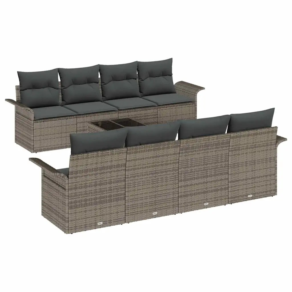 Set Divano da Giardino 9 pcs Grigio 55 x 55 x 37 cm polyrattan 3353958