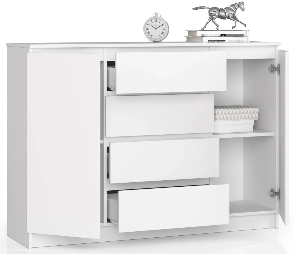 Cassettiera AKORD K140 Bianca 138 cm 2 ante 4 cassetti 138x40x99 cm