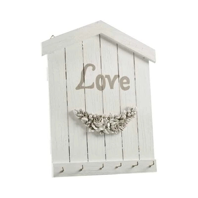CASETTA PORTA CHIAV IN LEGNO DI COLORE BIANCO 23 X 30 CM