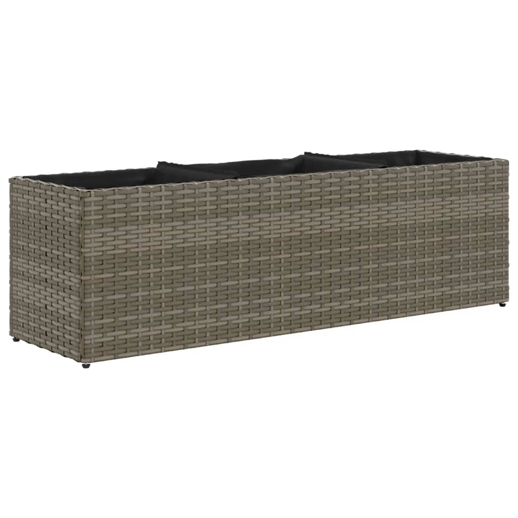 Fioriera rialzata per piante fiori giardino terrazze con 3 vasi set da 2 105 x 30 x 32 cm resina intrecciata grigia 02_0038857