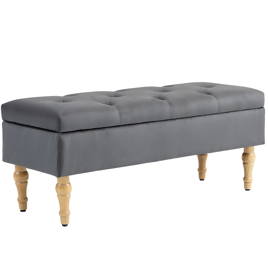 Divanetto 2 posti con contenitore ¨C zephmum ¨C velluto grigio scuro con piedi in legno
